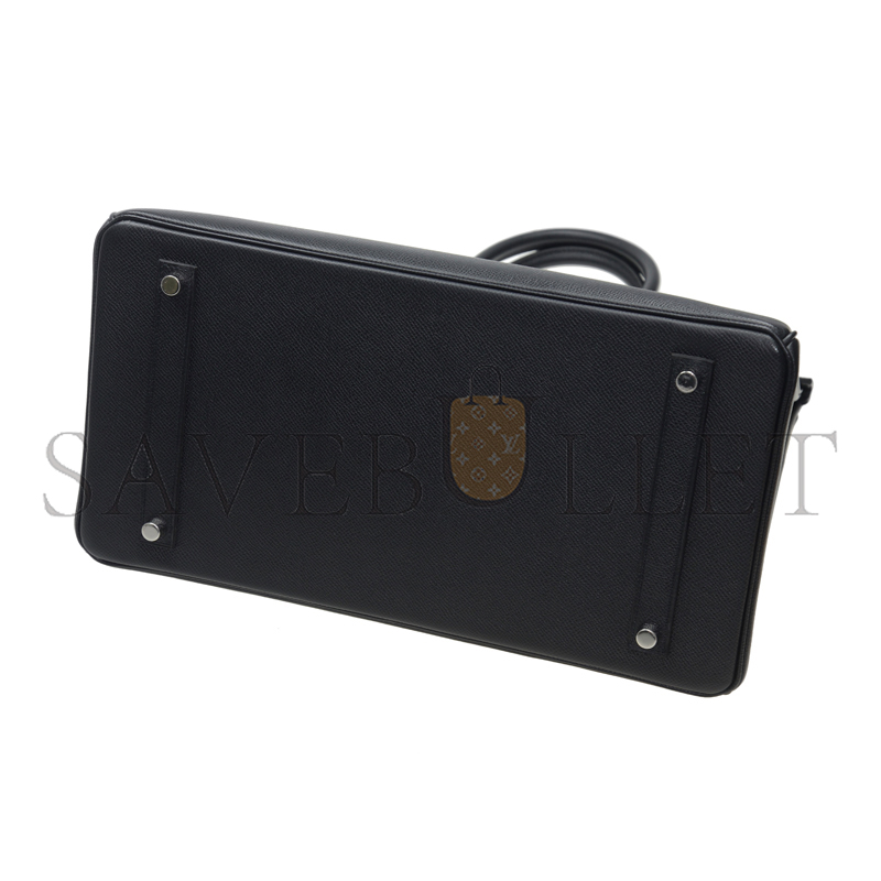 HERMES MASTER BIRKIN 35 EPSOM LEATHER BLACK BAG SILVER BUCKLE BAG BK303STGSS (35*28*18cm)